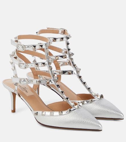 Rockstud metallic leather slingback pumps - Valentino Garavani - Modalova