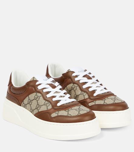 GG Supreme canvas leather-trimmed sneakers - Gucci - Modalova