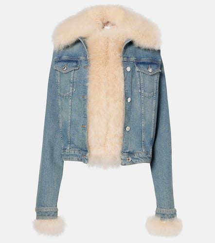 Shearling-trimmed denim jacket - Blumarine - Modalova