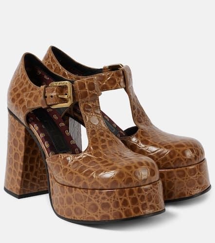 Croc-effect leather Mary Jane pumps - Etro - Modalova