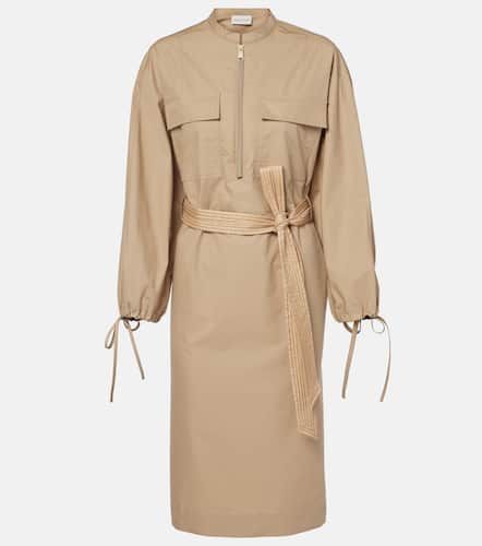 Belted cotton-blend poplin midi dress - Moncler - Modalova