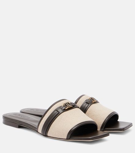 Tod's Leather-trimmed raffia slides - Tod's - Modalova