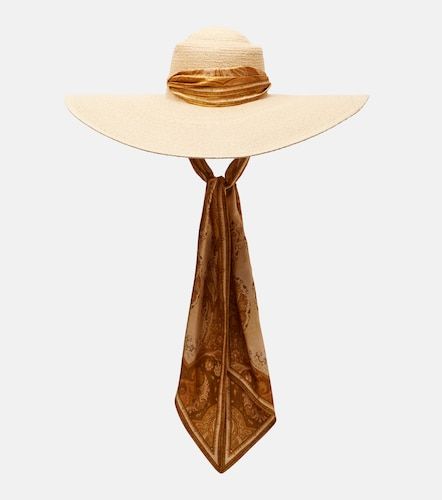 Silk-trimmed raffia sun hat - Zimmermann - Modalova