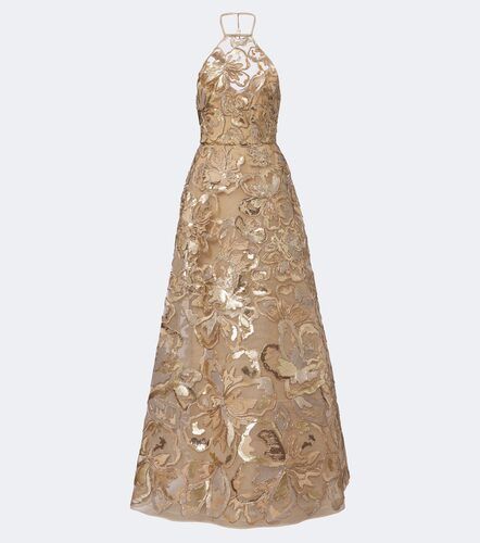 Sequined halteneck tulle gown - Elie Saab - Modalova