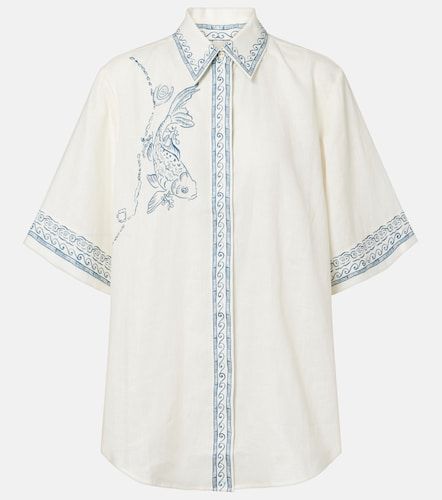 Alémais Camisa oversized Lucky de lino estampada - Alemais - Modalova
