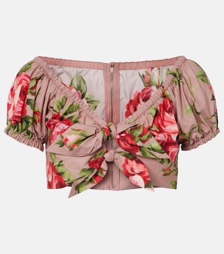 Crop top de algodón con lazo floral - Dolce&Gabbana - Modalova