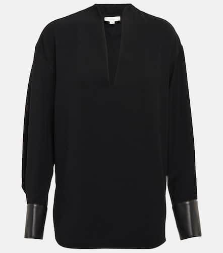 Vince Faux leather-trimmed blouse - Vince - Modalova