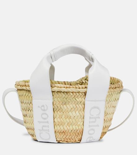 ChloÃ© Sense Small leather-trimmed raffia tote bag - Chloe - Modalova