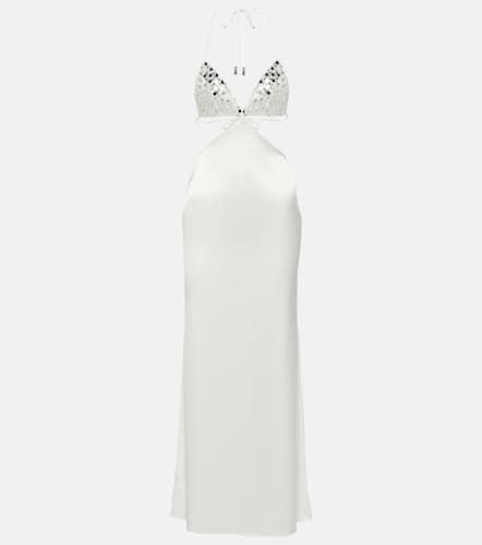 Embellished cutout satin slip dress - David Koma - Modalova