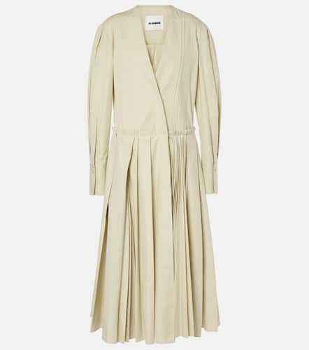 Pleated cotton poplin midi dress - Jil Sander - Modalova