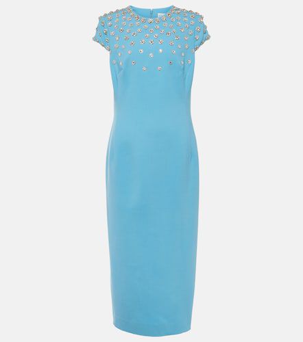 Crystal-embellished wool-blend midi dress - Oscar de la Renta - Modalova