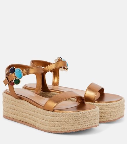 Metallic leather platform espadrilles - Gianvito Rossi - Modalova