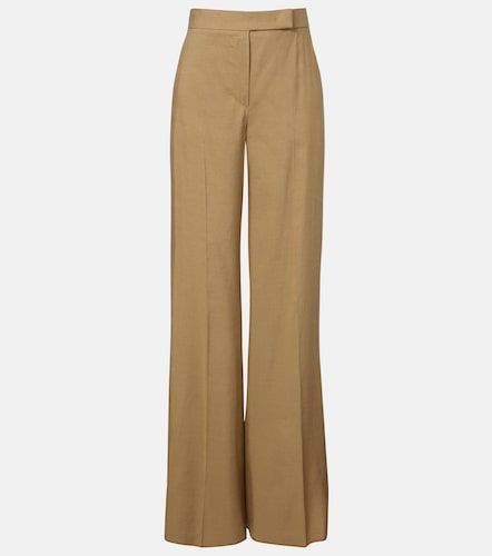 Pantalones anchos de sarga de lino y seda - Max Mara - Modalova