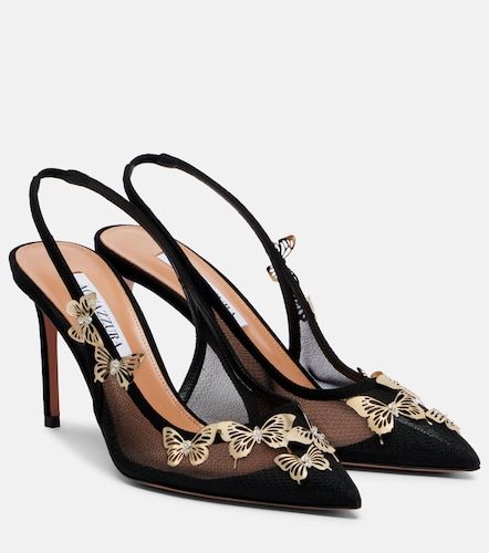 Papillon embellished mesh slingback pumps - Aquazzura - Modalova