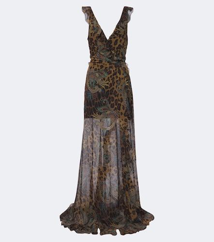 Printed ruffled seersucker gown - Etro - Modalova
