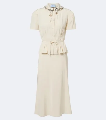 Embellished silk crepe midi dress - Prada - Modalova