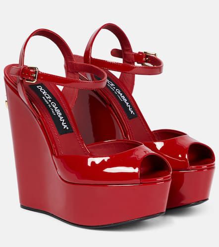 Wedge platform patent leather sandals - Dolce&Gabbana - Modalova