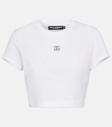 Logo cotton jersey crop top - Dolce&Gabbana - Modalova