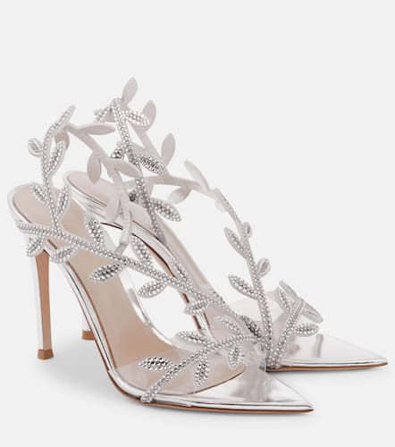 Pumps Flavia 105 in pelle metallizzata con cristalli - Gianvito Rossi - Modalova