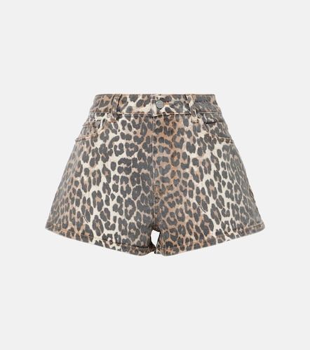 Ganni Leopard-print denim shorts - Ganni - Modalova
