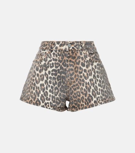 Ganni Leopard-print denim shorts - Ganni - Modalova