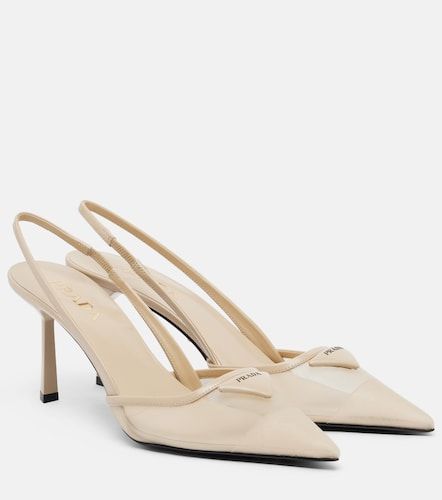 Slingback-Pumps aus Mesh mit Leder - Prada - Modalova