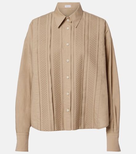 Camicia in misto cotone sangallo - Brunello Cucinelli - Modalova
