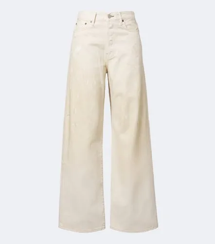 Distressed leather-trimmed wide-leg jeans - Acne Studios - Modalova