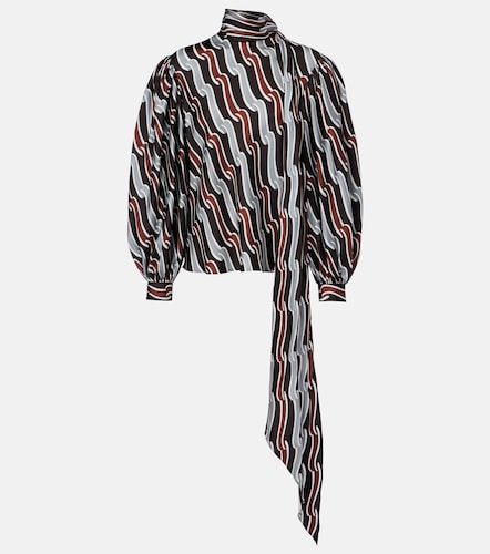 Blusa de sarga de seda estampada con lazada - Gucci - Modalova