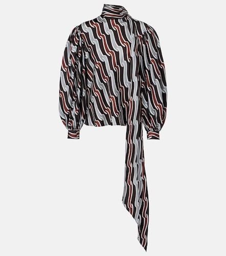 Blusa de sarga de seda estampada con lazada - Gucci - Modalova