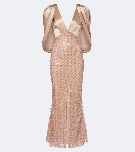 Caped sequined silk satin gown - La Fuori - Modalova