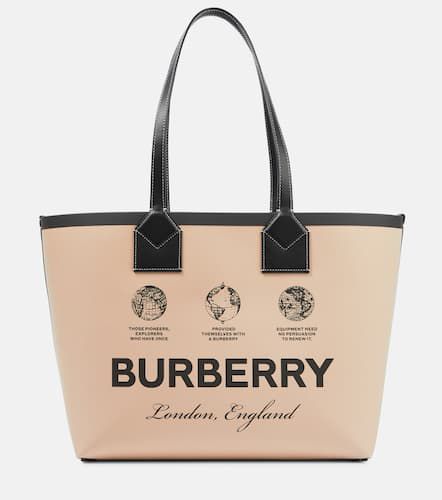 Medium leather-trimmed canvas tote bag - Burberry - Modalova