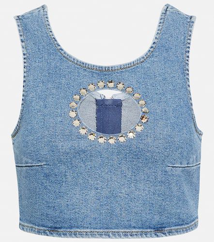 Embellished denim crop top - 7 For All Mankind - Modalova