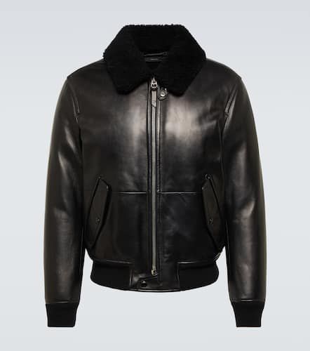 Shearling-trimmed leather jacket - Tom Ford - Modalova