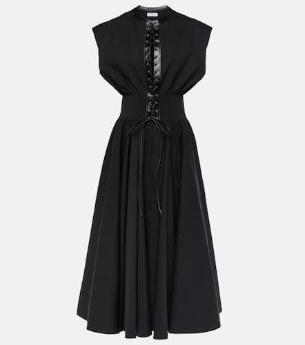 AlaÃ¯a Leather-trimmed cotton maxi dress - Alaia - Modalova