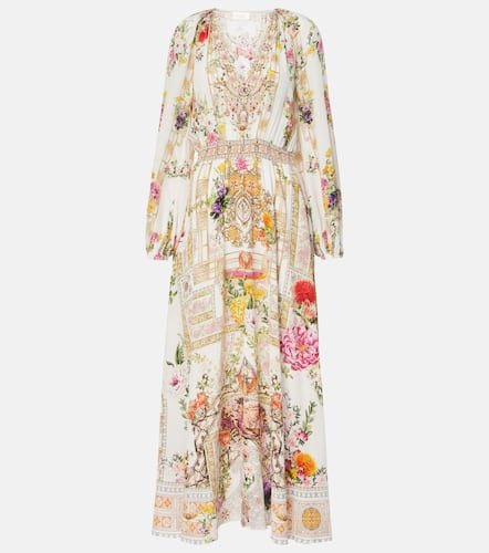 Floral shirred silk maxi dress - Camilla - Modalova