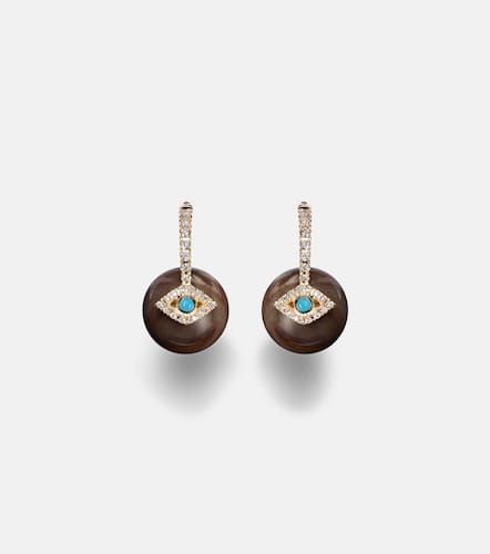 Evil Eye 14kt gold earrings with diamonds and turquoise - Sydney Evan - Modalova