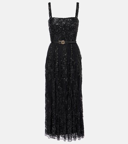 Sequined lace-trimmed cocktail dress - Elie Saab - Modalova