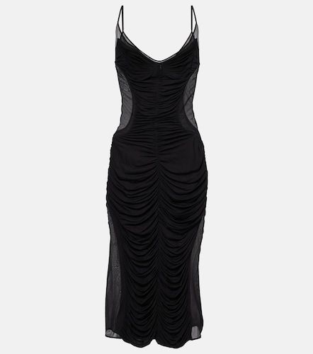 Abito midi in mesh con ruches - Mugler - Modalova