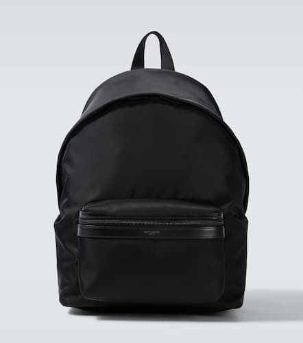 City leather-trimmed canvas backpack - Saint Laurent - Modalova