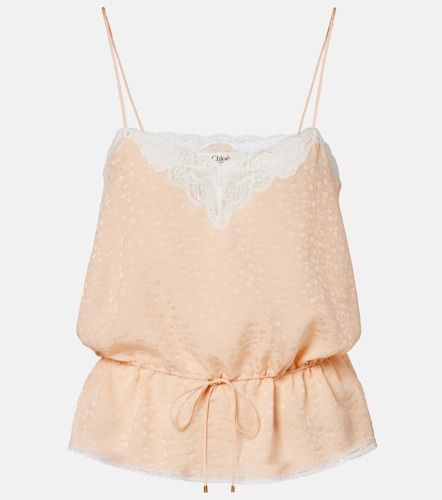 Chloé Top lencero de jacquard de seda con encaje - Chloe - Modalova