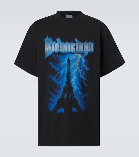 Camiseta de jersey de algodón estampada - Balenciaga - Modalova