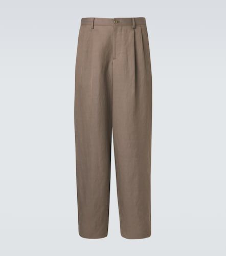 Archivio linen-blend straight pants - Giorgio Armani - Modalova
