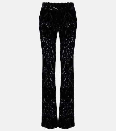 Floral devore velour straight pants - Gucci - Modalova