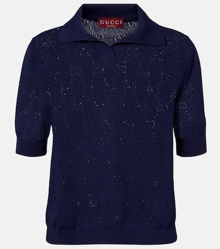 Polo in pointelle GG in seta e cotone - Gucci - Modalova