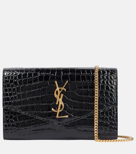 Uptown croc-effect leather wallet on chain - Saint Laurent - Modalova