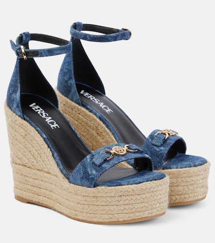 Barocco denim espadrille wedges - Versace - Modalova