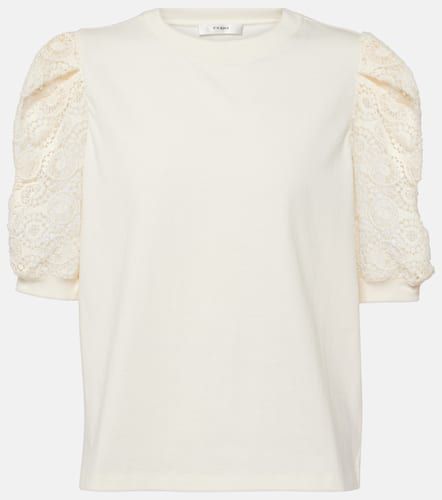 Frankie lace-trimmed cotton jersey top - Frame - Modalova