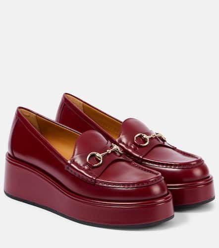 Horsebit leather platform loafers - Gucci - Modalova