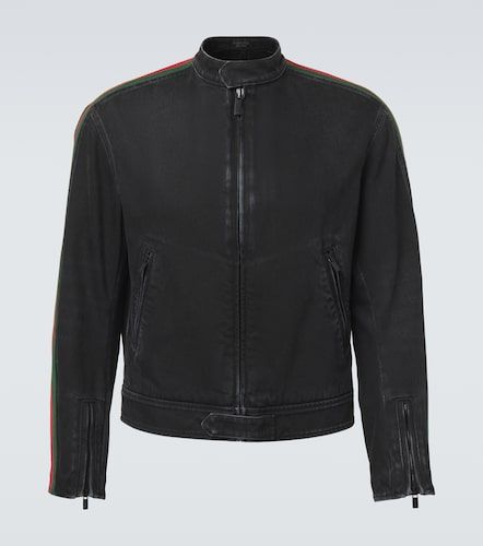 Gucci Web Stripe denim biker jacket - Gucci - Modalova